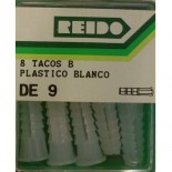 Kit 8 Tacos B Plastico Blanco de 9 mm.